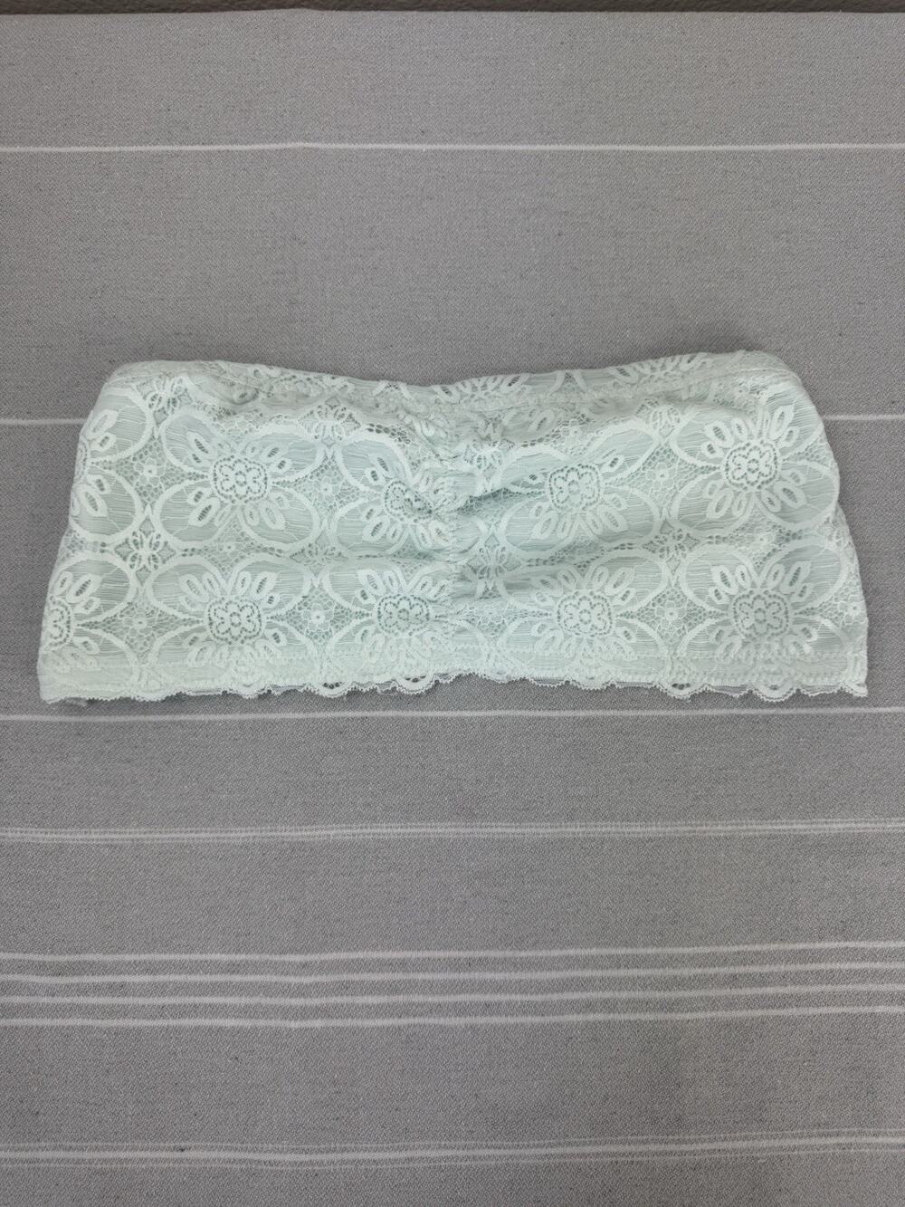 Blake & Co Strapless Lace Bandeau Bralette Coquette Fairy Mermaid Aqua Blue L